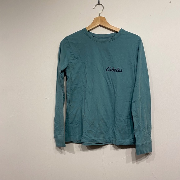 **$5 SALE** Cabela's Teal Long Sleeve Logo Tee Size Small - Picture 1 of 2